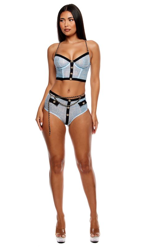 Chain Reaction Bra &amp; Booty Short Ice Blue