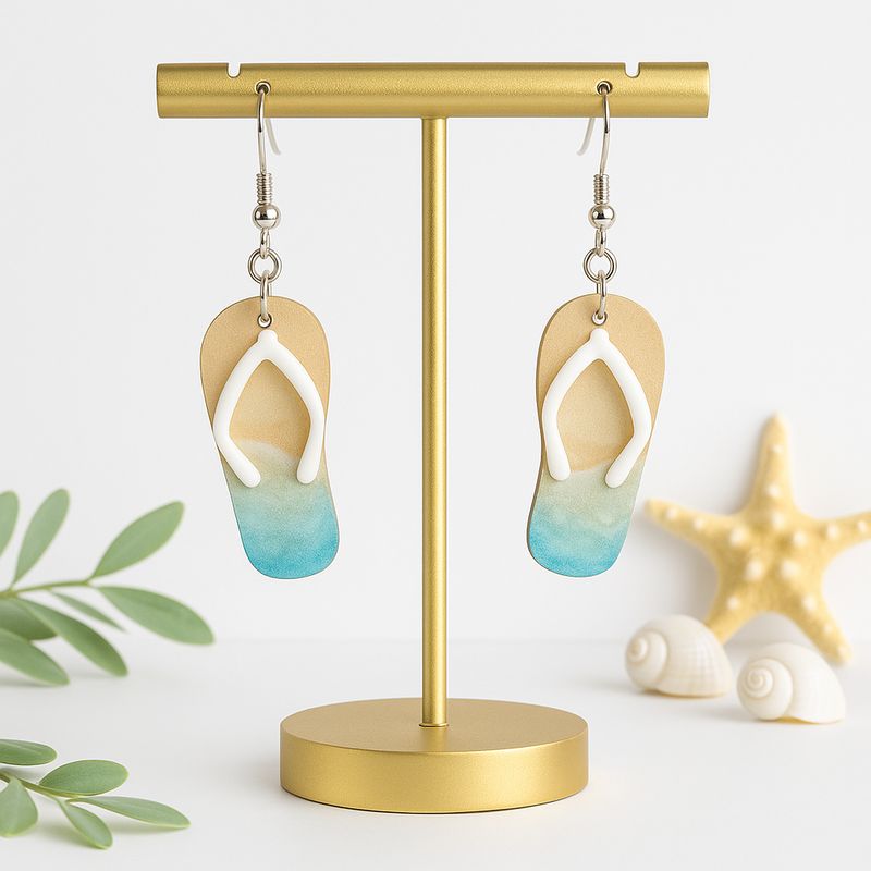 Swirl Flip Flop Earrings - Ombre Ocean Blue