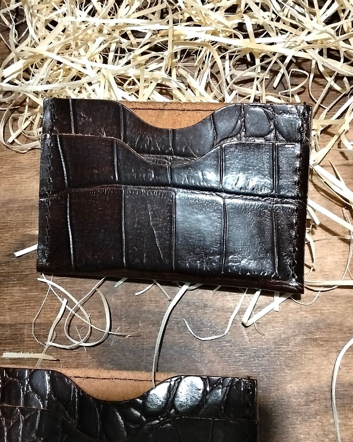 Portfel minimalistyczny Nanowallet czarny jaszczurka