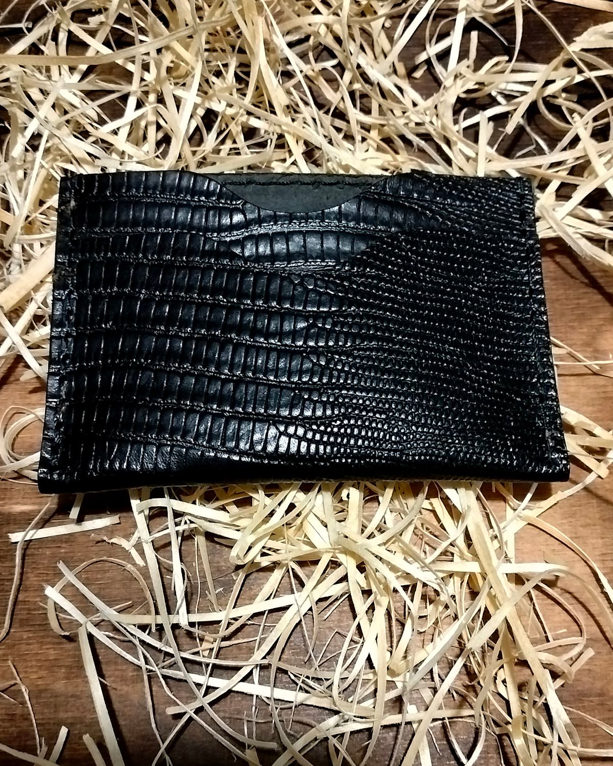 Portfel minimalistyczny Nanowallet czarny jaszczurka