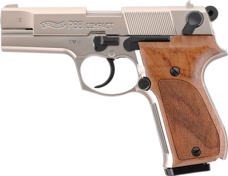Walther P88 vernickelt mit Holzgriffschalen