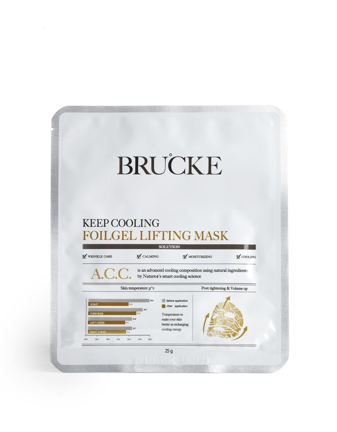 Brucke Keep Cooling Foilgel Lifting Mask – Maschera viso lifting e lenitiva ad azione professionale (25 g )