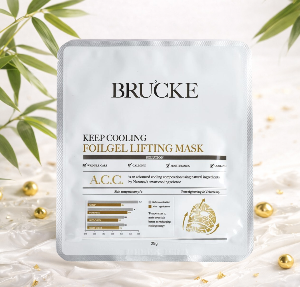 Brucke Keep Cooling Foilgel Lifting Mask – Maschera viso lifting e lenitiva ad azione professionale (25 g )