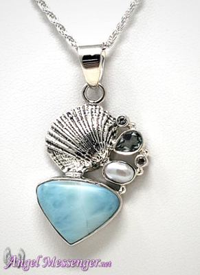 Clam Shell Larimar Necklace Clam Shell Larimar Necklace