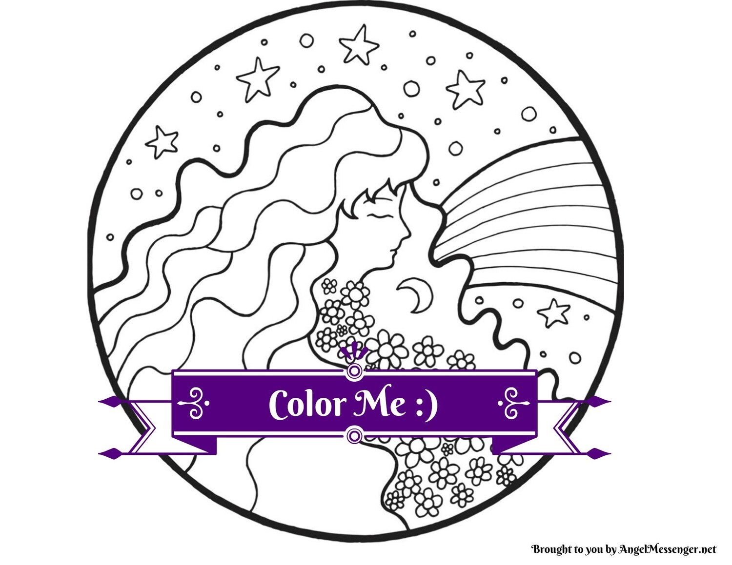 Goddess Rainbow Coloring Page