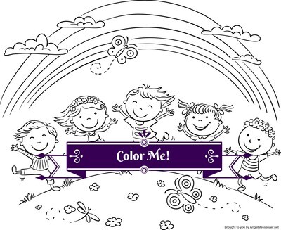 Children Playing Rainbow Coloring Page