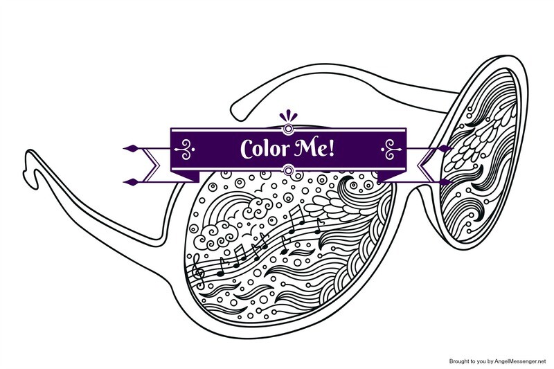 Music &amp; Rainbows Sunglasses Coloring Page