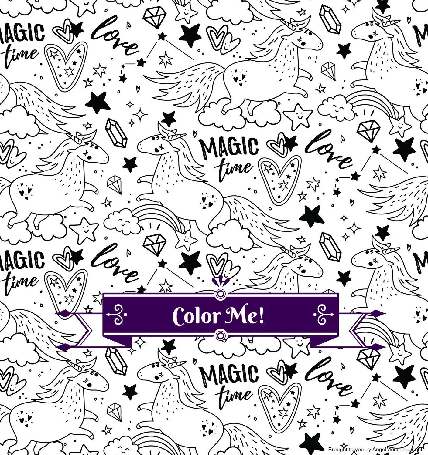 Unicorn Rainbow Magic Coloring Page