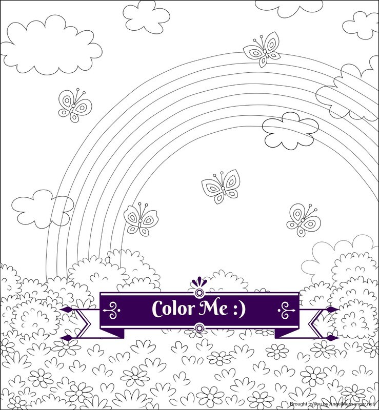 Butterflies &amp; Rainbow Coloring Page