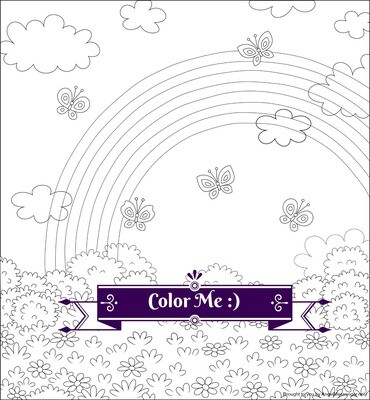 Butterflies & Rainbow Coloring Page