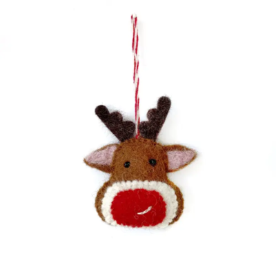 Red Nose Reindeer Felt Wool Ornament Red Nose Reindeer Felt Wool Ornament