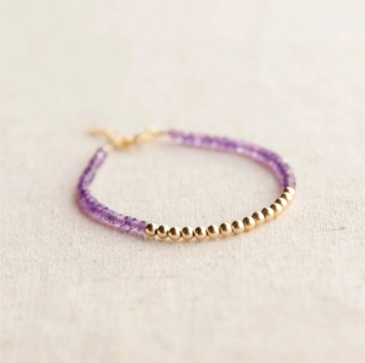 Gold Beaded Amethyst Bracelet Gold Beaded Amethyst Bracelet