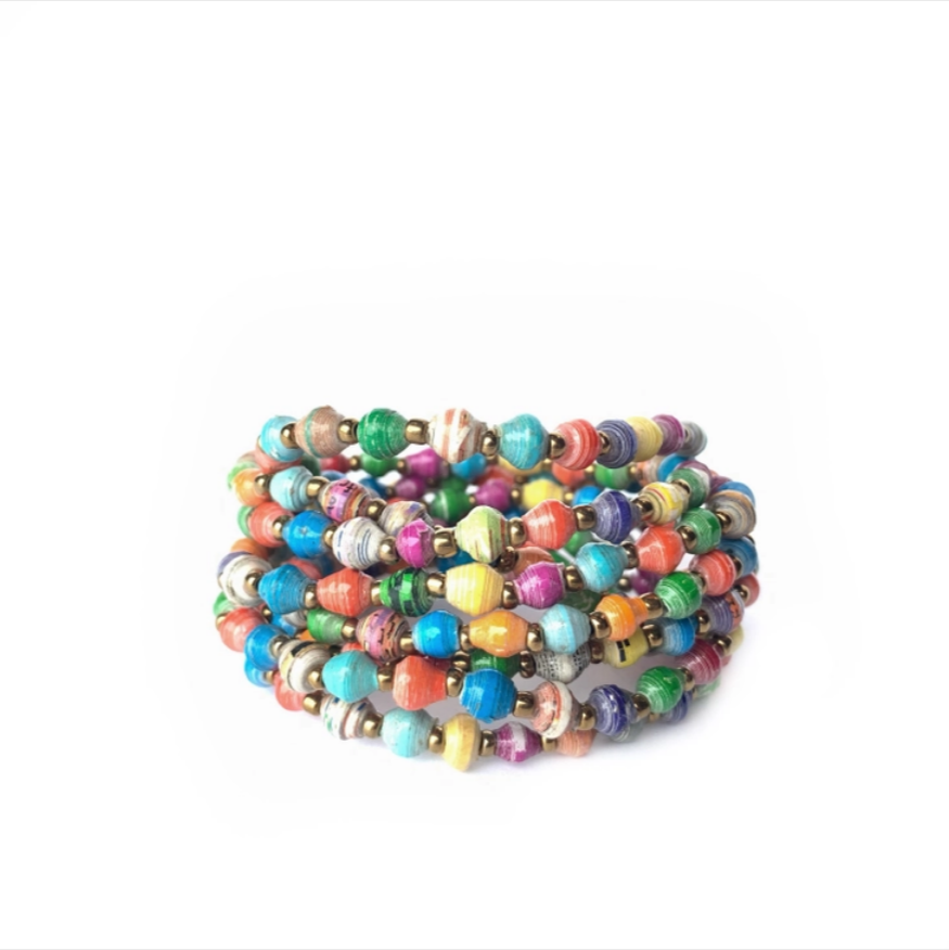 Maasai Stretch Paper Bead Necklace/Bracelet Wrap
