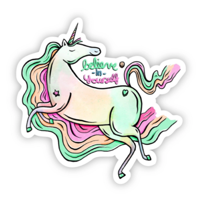 Believe In Yourself Rainbow Unicorn Sticker Believe In Yourself Rainbow Unicorn Sticker