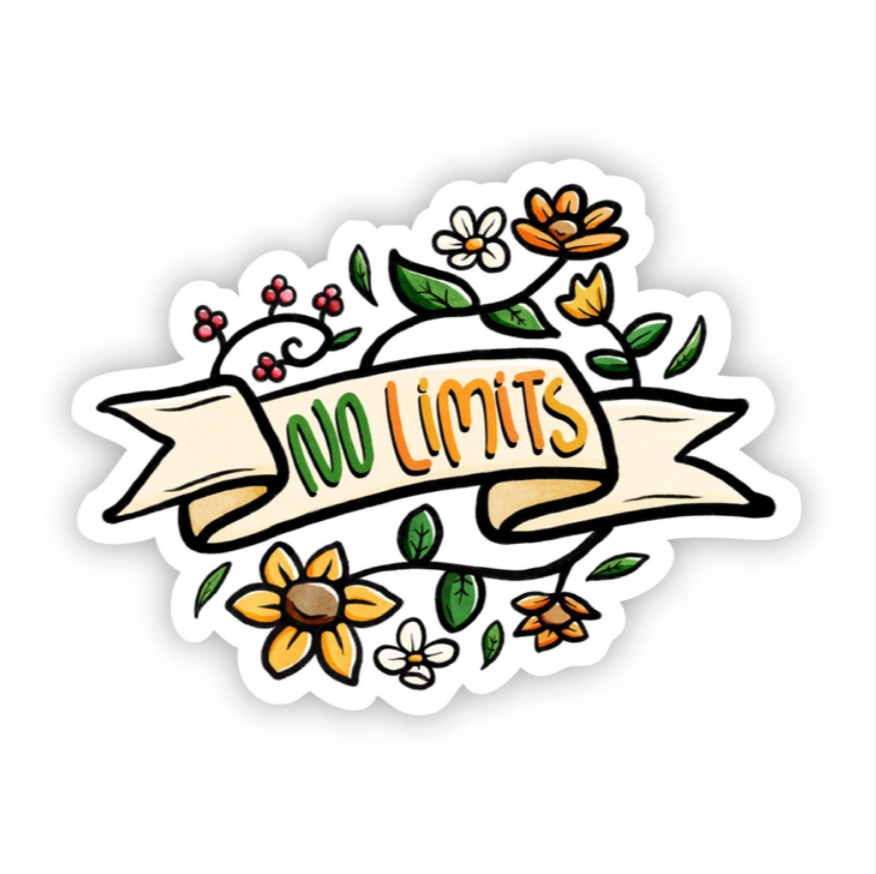No Limits Floral Banner Sticker