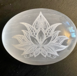 Engraved Selenite Lotus Flower