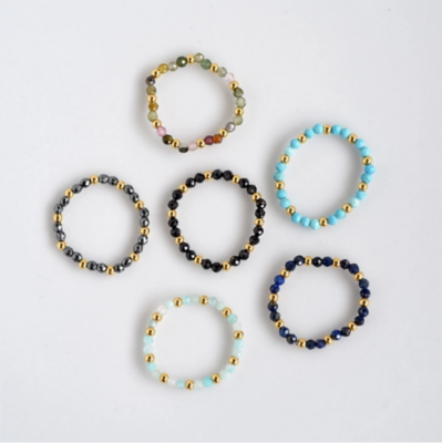 Stretch Natural Gemstone Rings Stretch Natural Gemstone Rings
