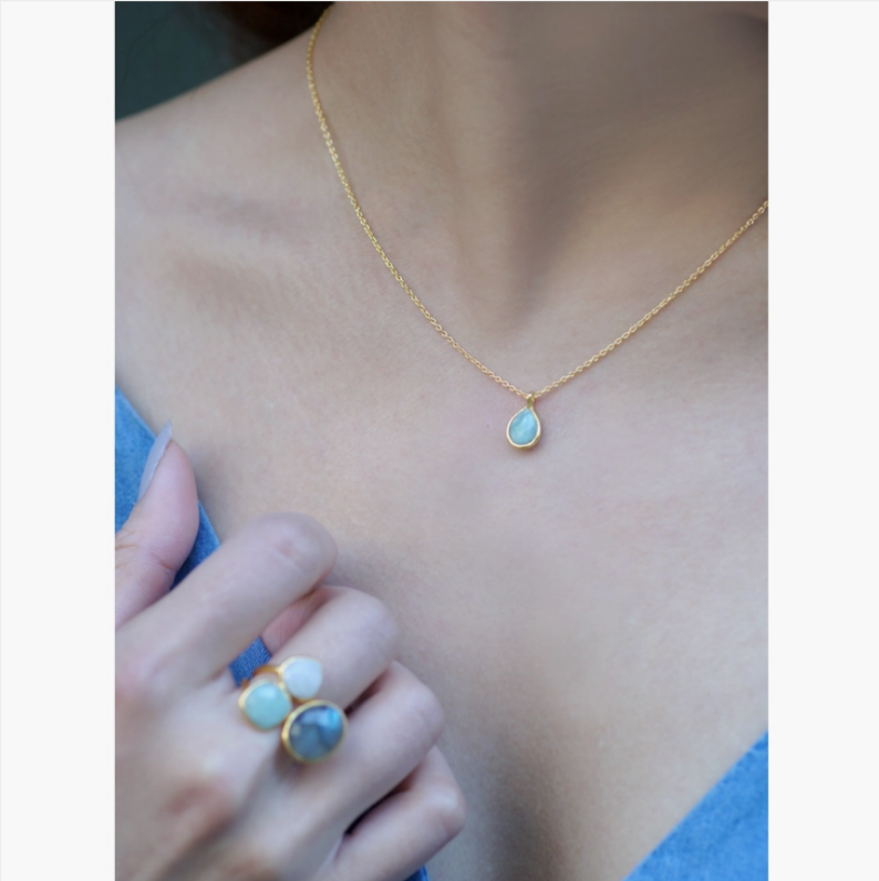 Gold Teardrop Mini Necklace