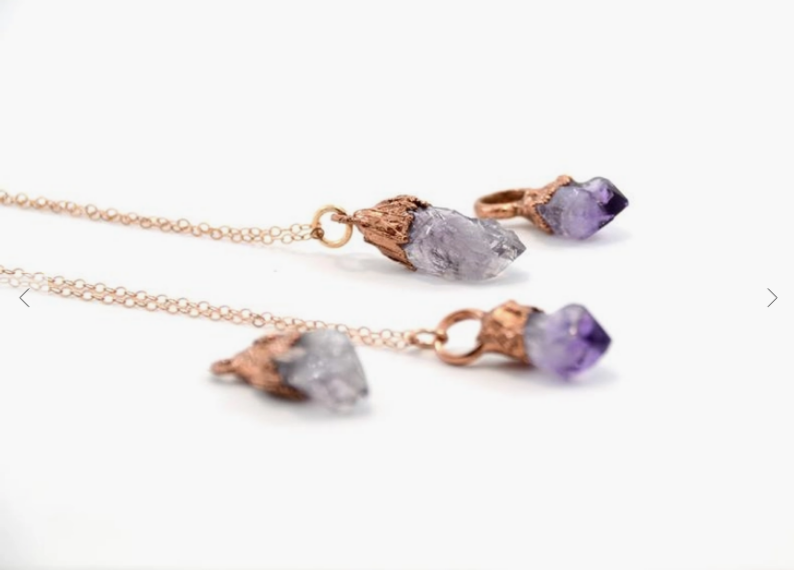 Copper Amethyst Point Necklace