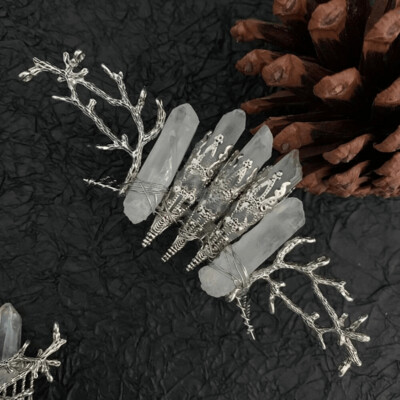 Quartz Tree Branch Hair Comb