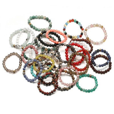 Stretch Natural Gemstone Rings (3mm beads)