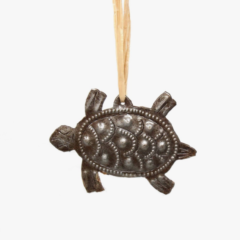 Turtle Haitian Metal Drum Ornament