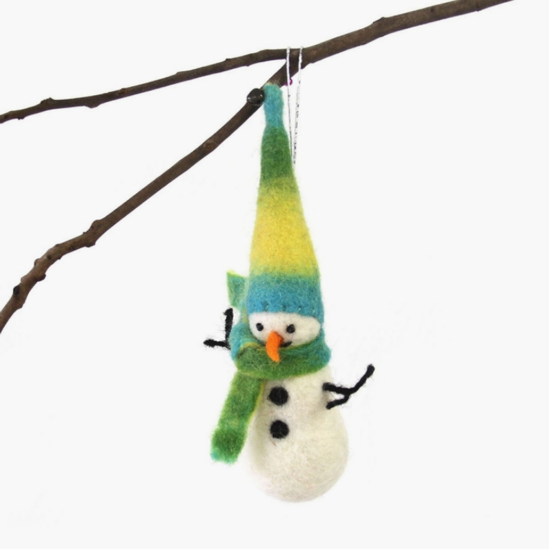 Icy Winter Snowman Felt Ornament