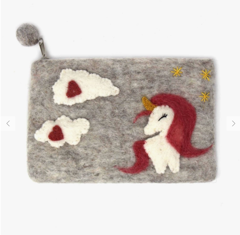 Unicorn Felt Zipper Pouch