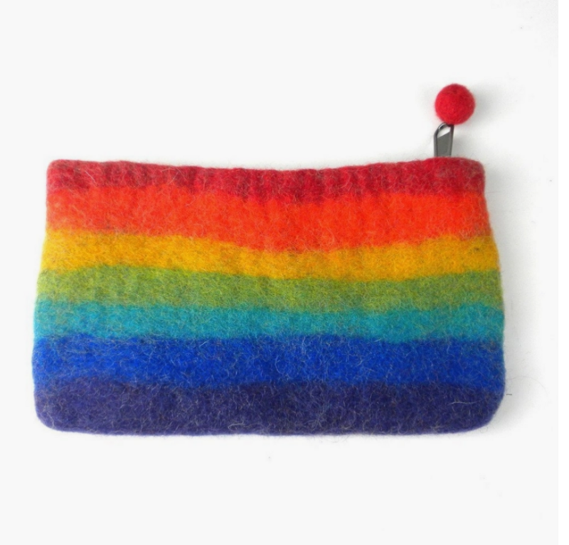 Rainbow Felt Zipper Pouch