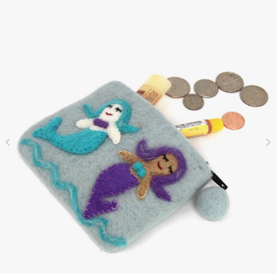 Mermaid Felt Zipper Coin Purse