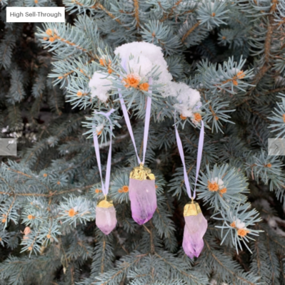 Amethyst Holiday Ornaments (Silver or Gold)