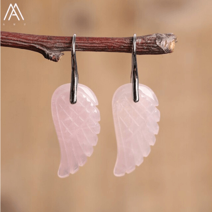 Angel Wing Silver Earrings (Stone Options)