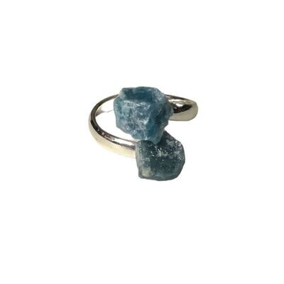 Blue Apatite Silver Plated Adjustable Wrap Ring Blue Apatite Silver Plated Adjustable Wrap Ring