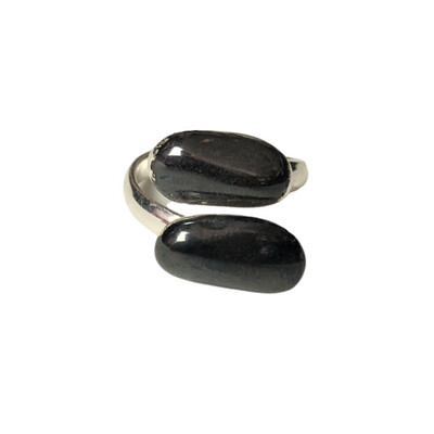 Hematite Silver Plated Adjustable Wrap Ring