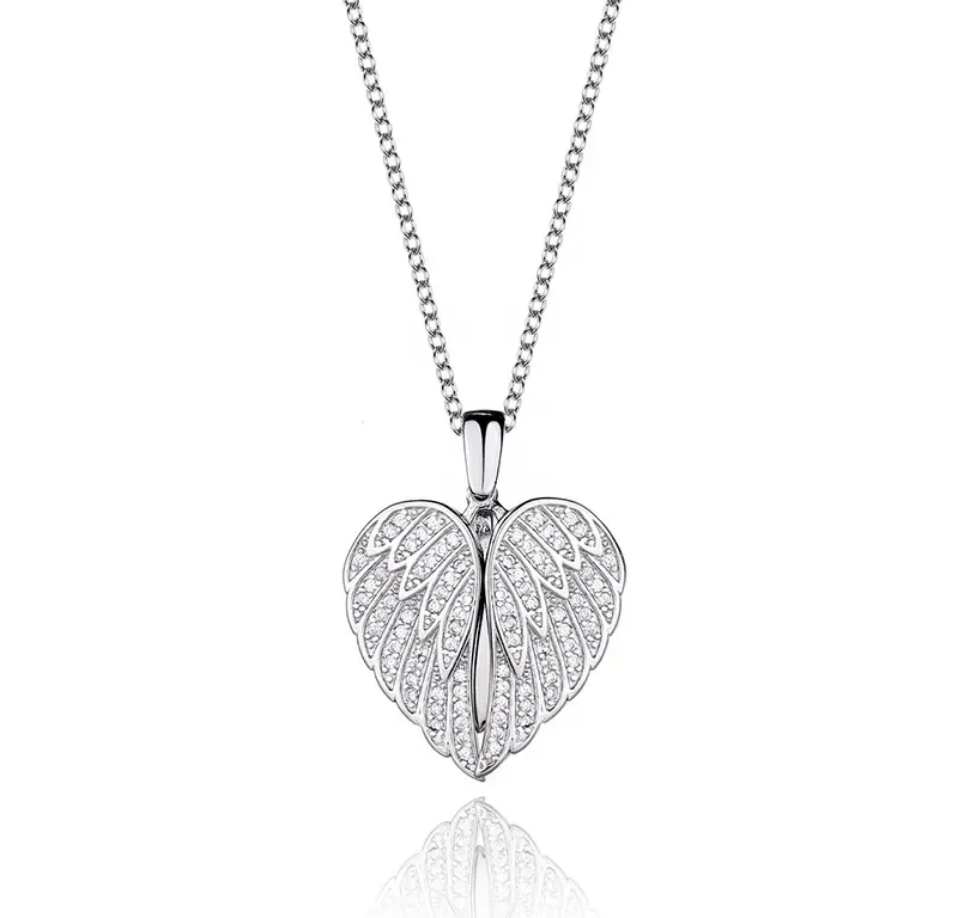 Angel Wings Heart-Shaped Pendant Necklace