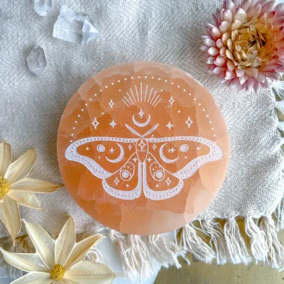 Mystic Butterfly Peach Selenite Charging Plate