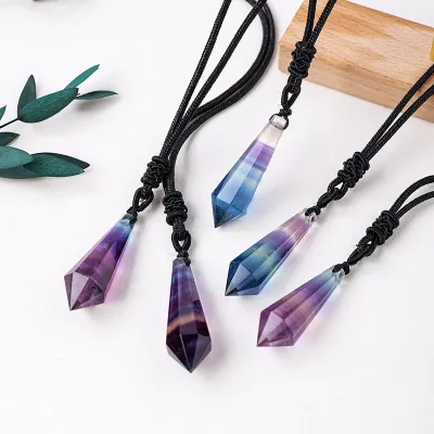 Rainbow Fluorite Necklace Pendulum