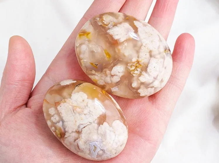 Flower Agate Palm Stone