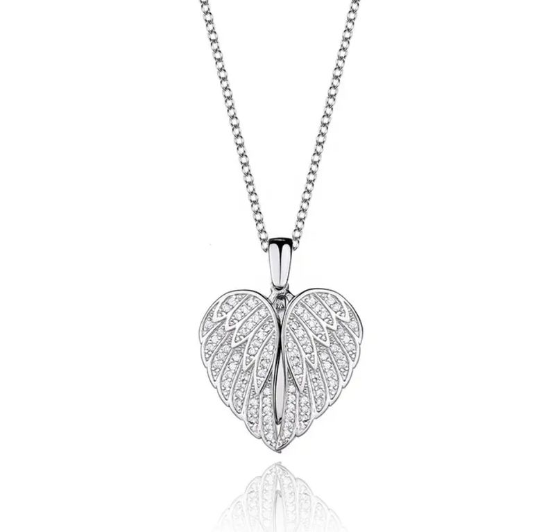 Angel Wings Heart-Shaped Pendant Necklace
