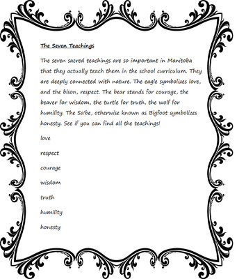 Seven Teachings Dream Catcher Coloring Page