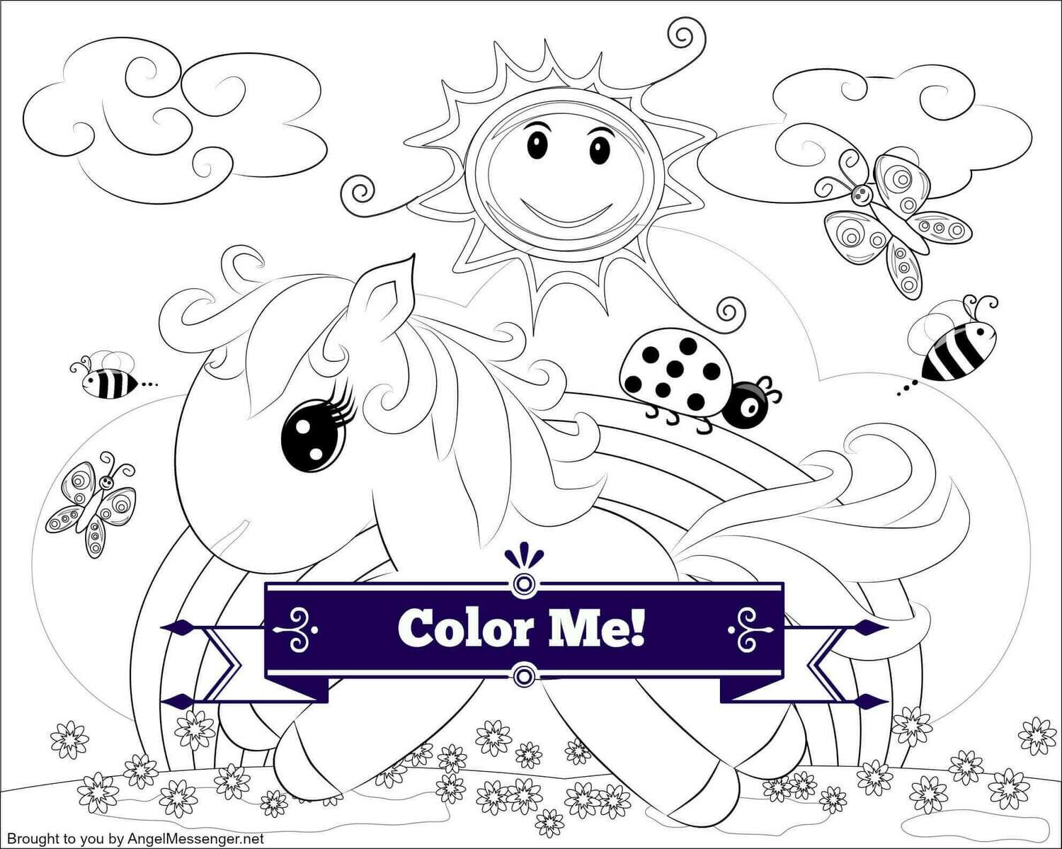 Rainbow Pony Coloring Page (for kids)
