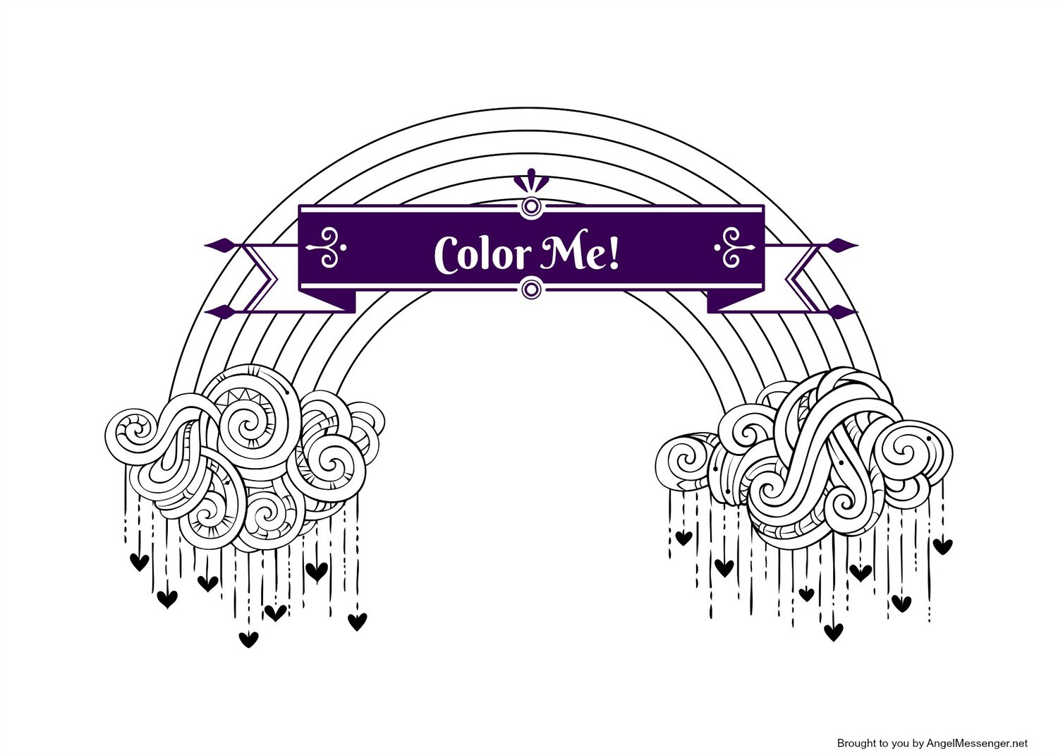 Rain Love Rainbow Coloring Page