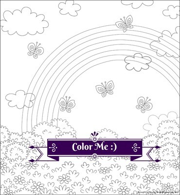 Butterflies &amp; Rainbow Coloring Page