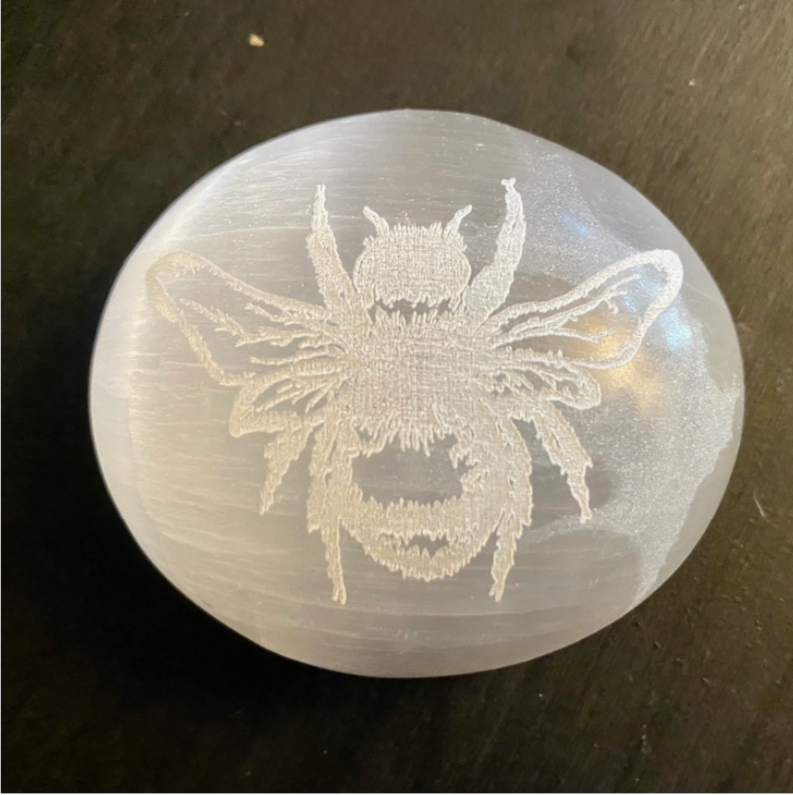 Engraved Selenite Honeybee