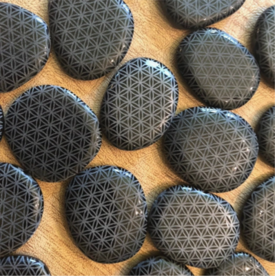 Engraved Black Obsidian Flower of Life