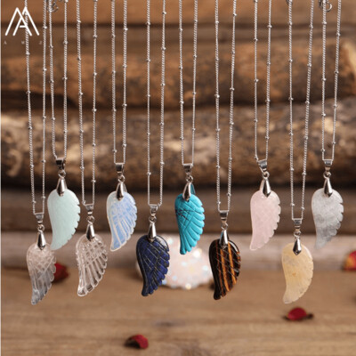 Angel Wing Silver Necklace (Stone Options)