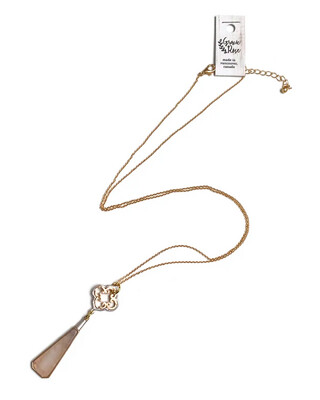 Two Tone Medallion Rose Quartz Pendant Necklace