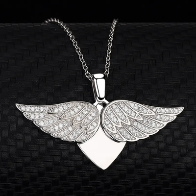 Angel Wings Heart-Shaped Pendant Necklace