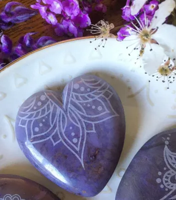 Rare Lavender Jade Crystal Heart