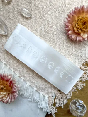 Moon Phases Small Selenite Crystal Charging Rectangle